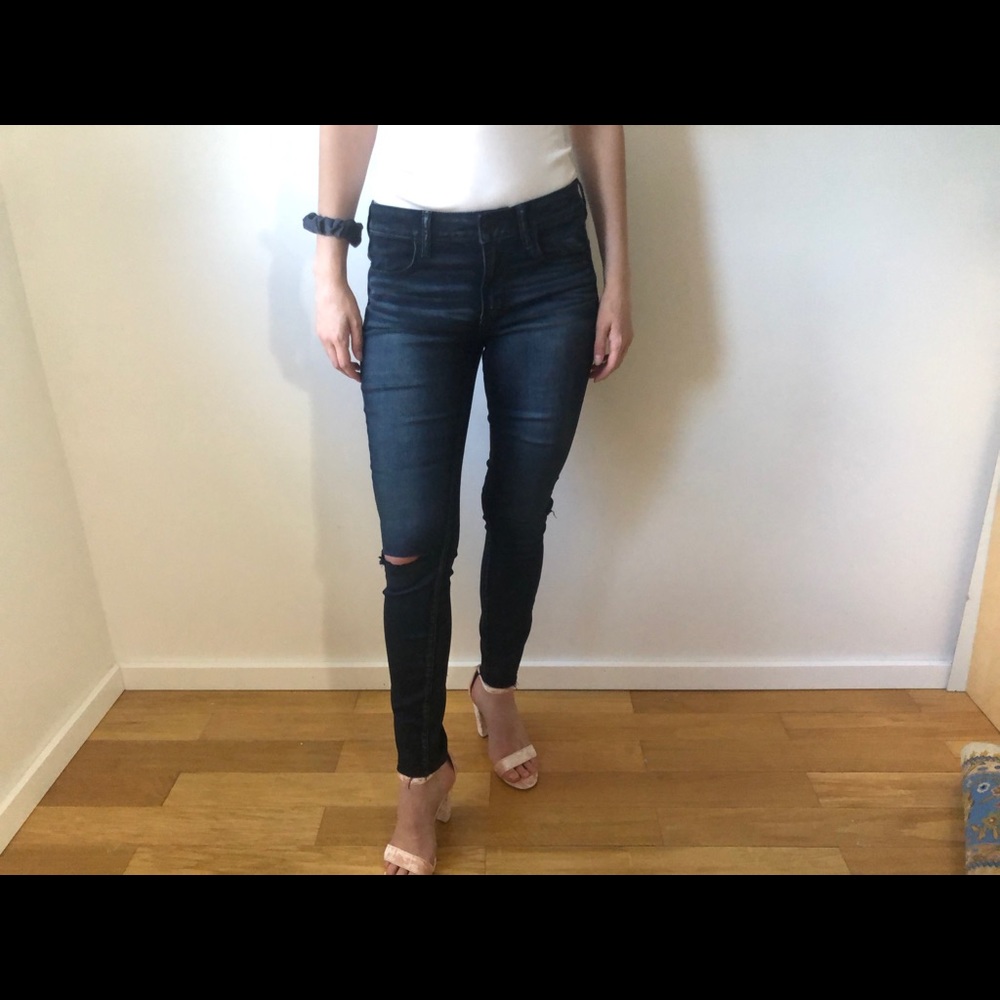American Eagle Dark Wash Ripped Jeans